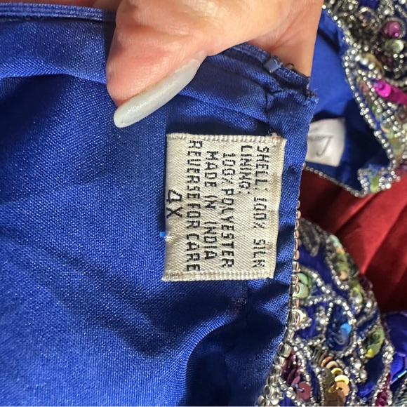 Laurence Kazar Royal Blue Silk Beaded Gown - Picture 11 of 11